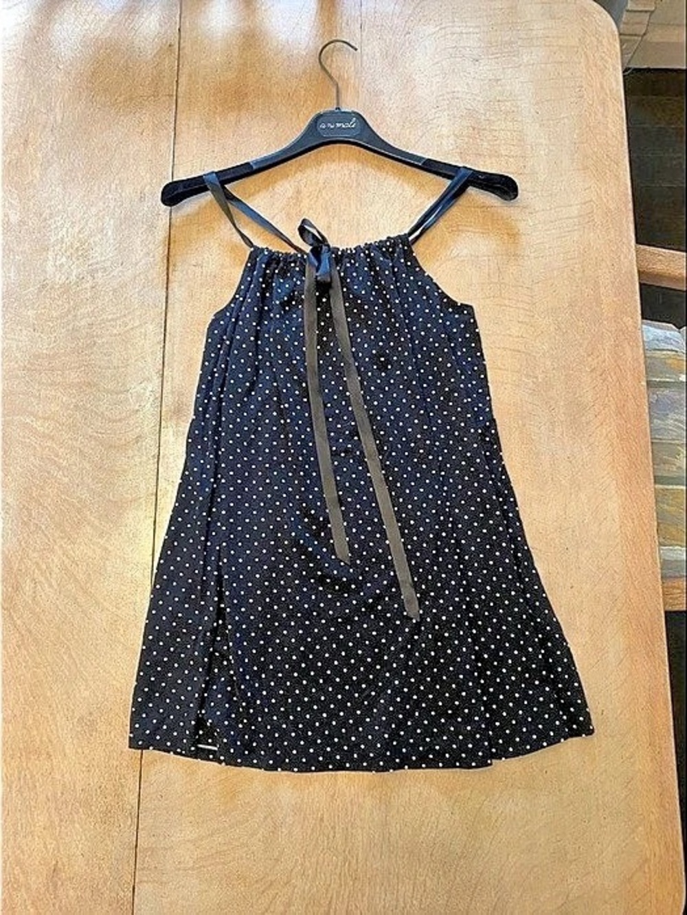 Handmade/Upcycled Babydoll Polka Dot Dress in Black & White Like New